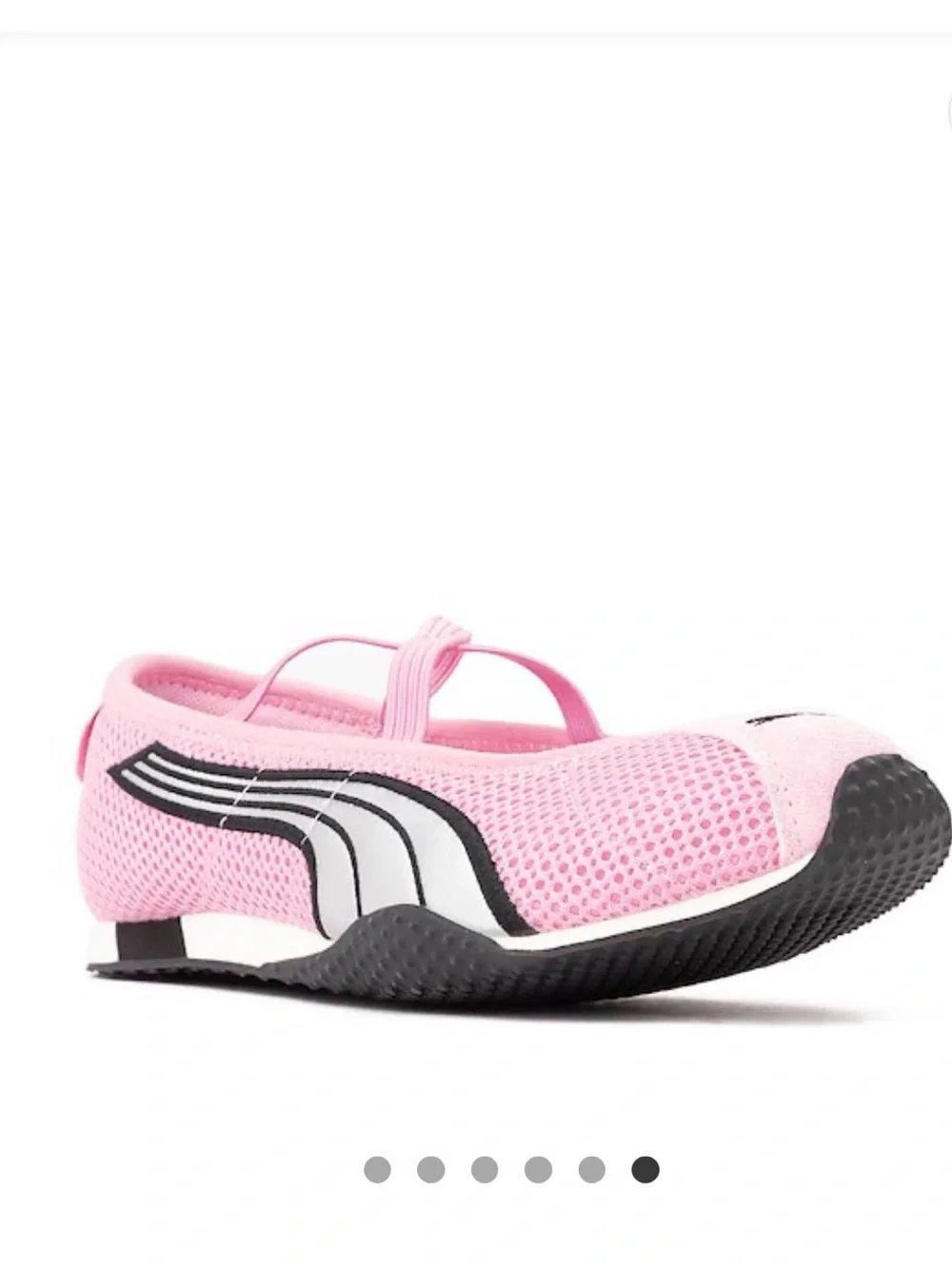 Puma Pink Slip-On Mesh Ballet Flat with Elastic Cross Straps
